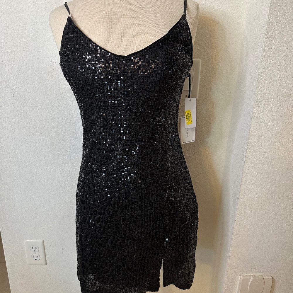 Sequined Black Dress